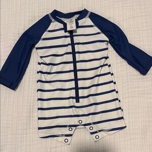 Tucker + Tate Navy and White Striped Kids Rashguard Romper